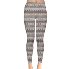 Gray Horizontal Abstract Geometric Ancient Greek Pattern Leggings by CoolDesigns