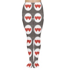 Red Two Hearts Badges Lovely Sewed Romantic Valentines Day Seamless Women s Tights by CoolDesigns
