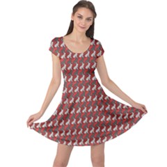 Red A Colorful Polygonal Rabbit Pattern Cap Sleeve Dress by CoolDesigns