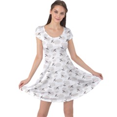 Gray Pattern Airplanes In The Clouds Cap Sleeve Dress by CoolDesigns