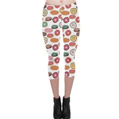 Colorful Donuts Pattern Capri Leggings by CoolDesigns