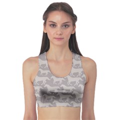 Gray Pattern With Stylized Horses Women s Sport Bra by CoolDesigns