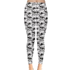 Gray Pattern Of Horse Stallions With A Black Silhouetted Women s Leggings by CoolDesigns