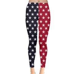 Red Navy Stars Leggings  by CoolDesigns