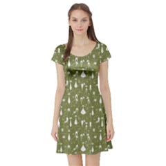 Olive Cat Short Sleeve Skater Dress by CoolDesigns