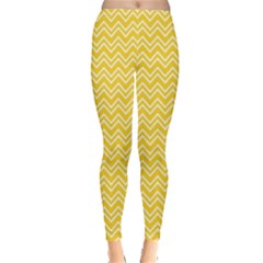 Yellow Yellow And White Chevron Pattern Women s Leggings by CoolDesigns