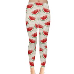 Red Watercolor Pattern With Watermelons Women s Leggings by CoolDesigns