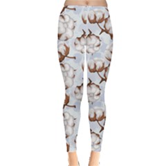 Blue Cotton Buds Branch Pattern Women s Leggings by CoolDesigns