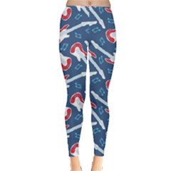 Blue Guitar Music Pattern With Blue Women s Leggings by CoolDesigns