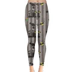 Gray Halloween Pattern With A Pumpkin Spider Scarecrow Women s Leggings by CoolDesigns