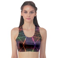 Black Neon Rainbow Colorful Laser With Random Beams Women s Sport Bra by CoolDesigns
