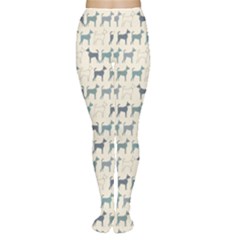 Gray Cute Doodle Pattern Of Dog Silhouettes Endless Women s Tights by CoolDesigns
