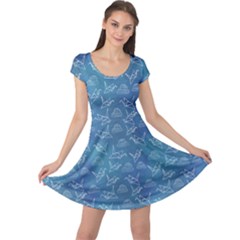 Blue Shadoof Pattern Cap Sleeve Dress by CoolDesigns