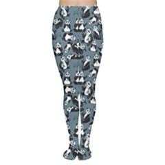 Blue Set Of Cartoon Funny Panda On A Blue Animal Women s Tights by CoolDesigns