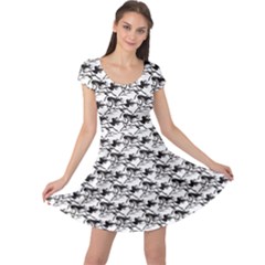 Gray Pattern Of Horse Stallions With A Black Silhouetted Cap Sleeve Dress
