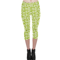 Green Floral Green Pattern Capri Leggings by CoolDesigns