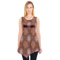 Brown Composition With Sun And Moon Sleeveless Tunic Top by CoolDesigns