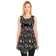 Black White Cats On Black Pattern For Your Design Sleeveless Tunic Top by CoolDesigns
