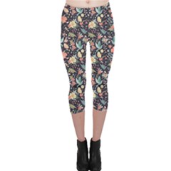 Colorful Cute Pattern Birds And Flowers Capri Leggings by CoolDesigns