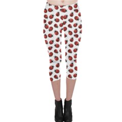 Red Pattern Red Ladybugs Capri Leggings by CoolDesigns