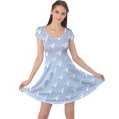 Blue Pattern Plane In The Sky Cap Sleeve Dress by CoolDesigns