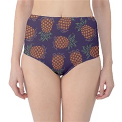 Purple Pattern Of Pineapple High Waist Bikini Bottom by CoolDesigns