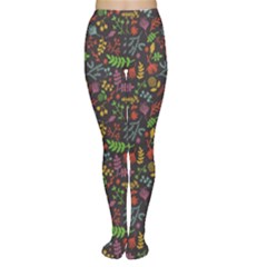 Black Vintage Floral Pattern Women s Tights by CoolDesigns