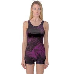 Purple Pattern Of Fern Leaves Of Jungle Boyleg One Piece Swimsuit by CoolDesigns