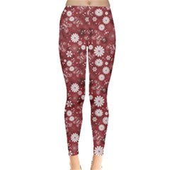 Red Red Purple And White Floral Pattern Leggings by CoolDesigns