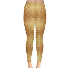 Yellow Golden Ornaments Or Pattern Leggings by CoolDesigns
