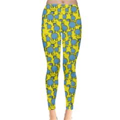 Yellow Goats And Sheep Pattern Leggings by CoolDesigns