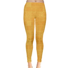 Yellow Abstract Square Doodle Pattern Leggings by CoolDesigns