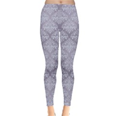 Purple Damask Pattern For Design Leggings by CoolDesigns