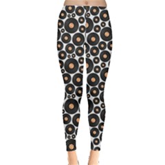 Black Long Play Lp Audio Music Media Symbol Pattern Leggings by CoolDesigns