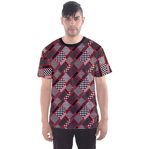 Black Pattern Geometric Pattern Retro Rectangles Polka Dot Men s Sport Mesh Tee by CoolDesigns