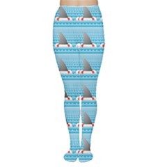 Blue Shark Fin Life Buoy Easy To Edit Tights by CoolDesigns