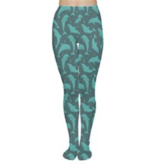 Green Mosaic Pattern With Dolphins Tights by CoolDesigns