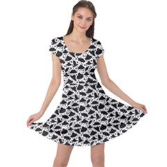 Black Silhouettes Of Spaceships Pattern Cap Sleeve Dress by CoolDesigns