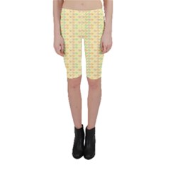 Yellow Cock Chicken Pattern Cropped Leggings by CoolDesigns