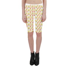 Yellow Pattern Of Basic Math Symbols Cropped Leggings by CoolDesigns