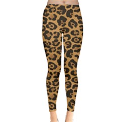 Brown A Yellow And Black Jaguar Spotted Repeatable Leggings by CoolDesigns