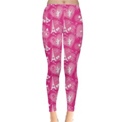 Pink Love Concept Pattern With Lace Hearts Leggings by CoolDesigns