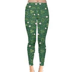 Green Hand Drawn Pattern With Celtic Elements Leggings by CoolDesigns