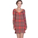 Red Black White Grid Line Pattern Long Sleeve Nightdress View1