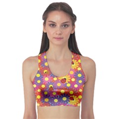 Colorful Ladybugs And Flowers Women s Sport Bra by CoolDesigns