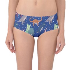 Blue Dinosaur Stylish Pattern Mid Waist Bikini Bottom by CoolDesigns