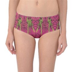Purple Pattern With Macaw Parrots Hand Drawn Mid Waist Bikini Bottom by CoolDesigns
