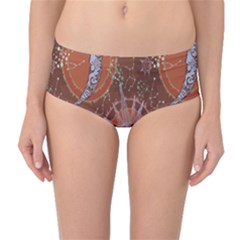 Brown Composition With Sun And Moon Mid Waist Bikini Bottom by CoolDesigns