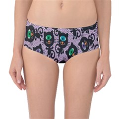 Purple Cute Monsters Cats Pattern Colorful Mid Waist Bikini Bottom by CoolDesigns