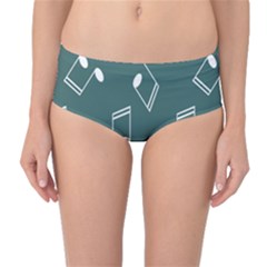 Green Music Elements Notes Gray Pattern Mid Waist Bikini Bottom by CoolDesigns